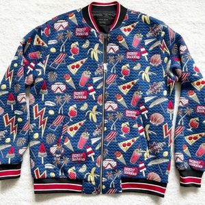 ZARA MAN Jacquard Varsity Jacket Novelty Art to Wear Artsy Size Small